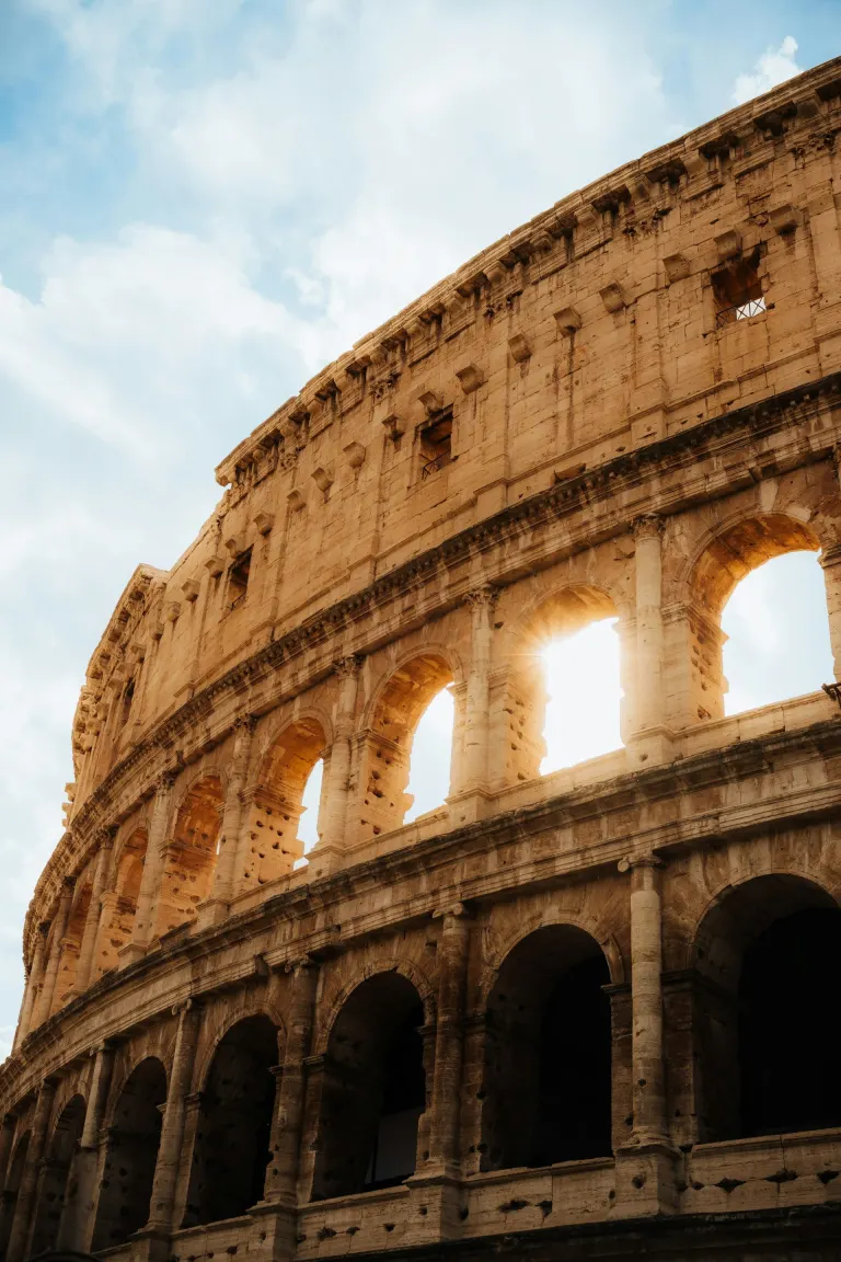 Sunlit arches of the Colosseum